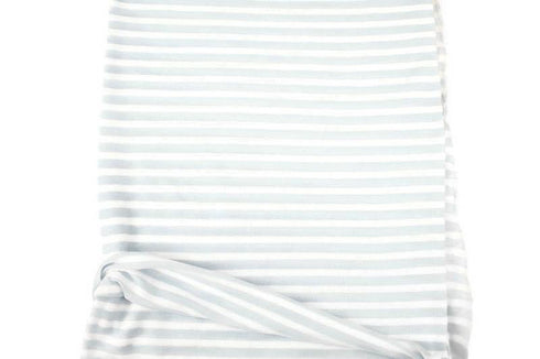 Light Muted Blue and White Stripe Sweater Knit Fabric by the yard OSK01052R